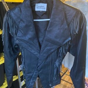 Women's Black Fringe Leather Jacket